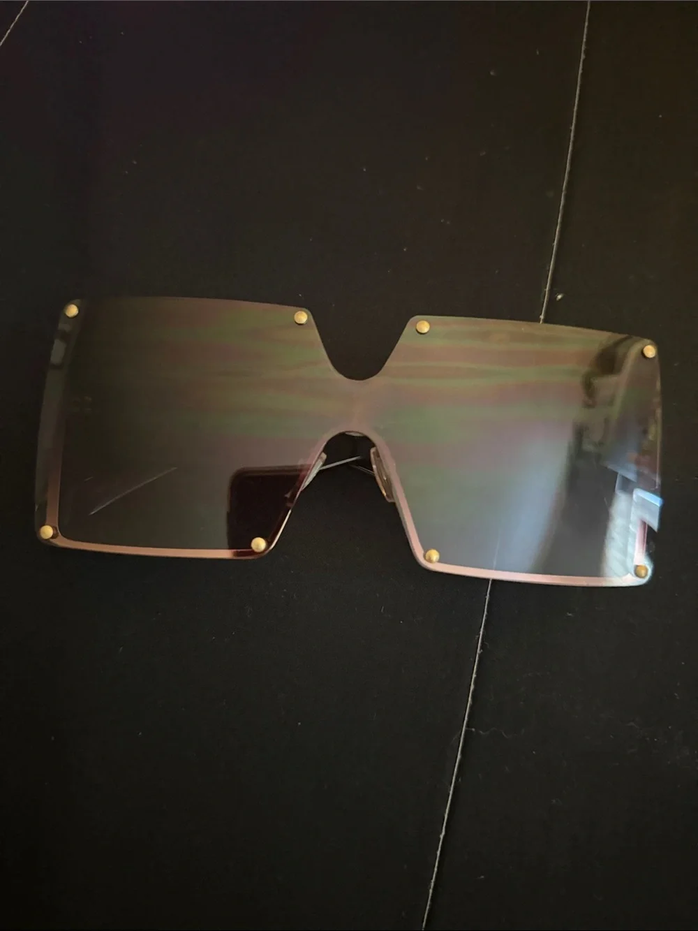 Oversized Rimless Shield Sunglasses in Iridescent Smoke